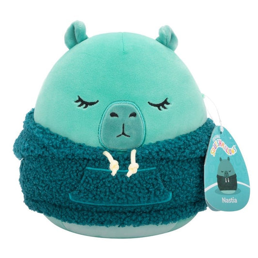 Squishmallows Nastia the Teal Capybara in Sherpa Hoodie 7.5 inch Plush - Inspire Newquay