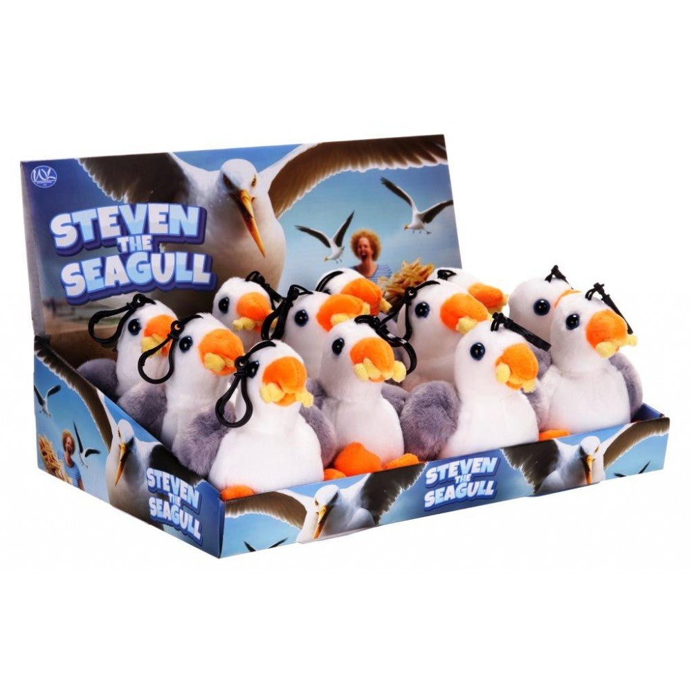 Steven the Seagull With Chip 13cm Plush Bag Clips (1 Supplied) - Inspire Newquay