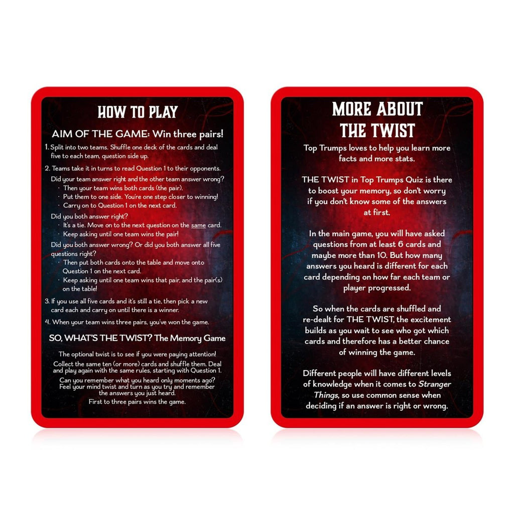 Stranger Things Top Trumps Quiz Card Game - Inspire Newquay