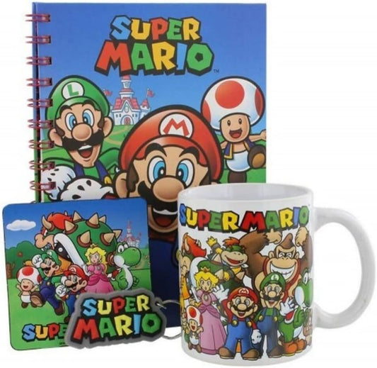 Super Mario Bumper Gift Set (Mug, Coaster, Keychain & Notebook) - Inspire Newquay