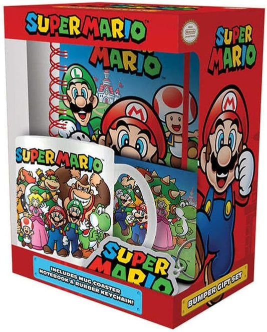 Super Mario Bumper Gift Set (Mug, Coaster, Keychain & Notebook) - Inspire Newquay