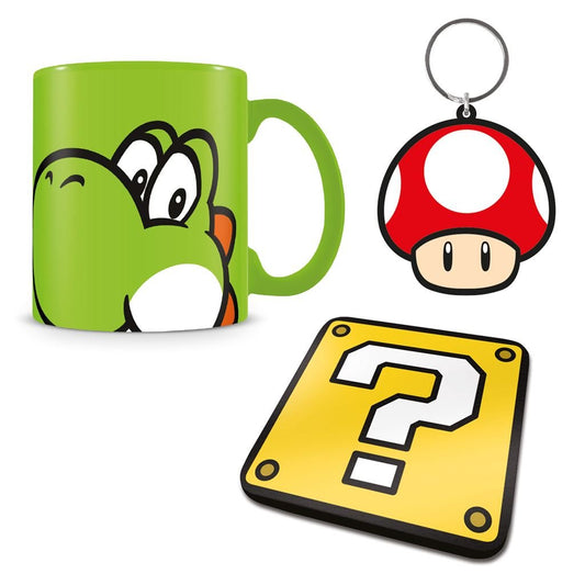 Super Mario (Yoshi) Gift Set (Mug, Coaster & Keychain) - Inspire Newquay