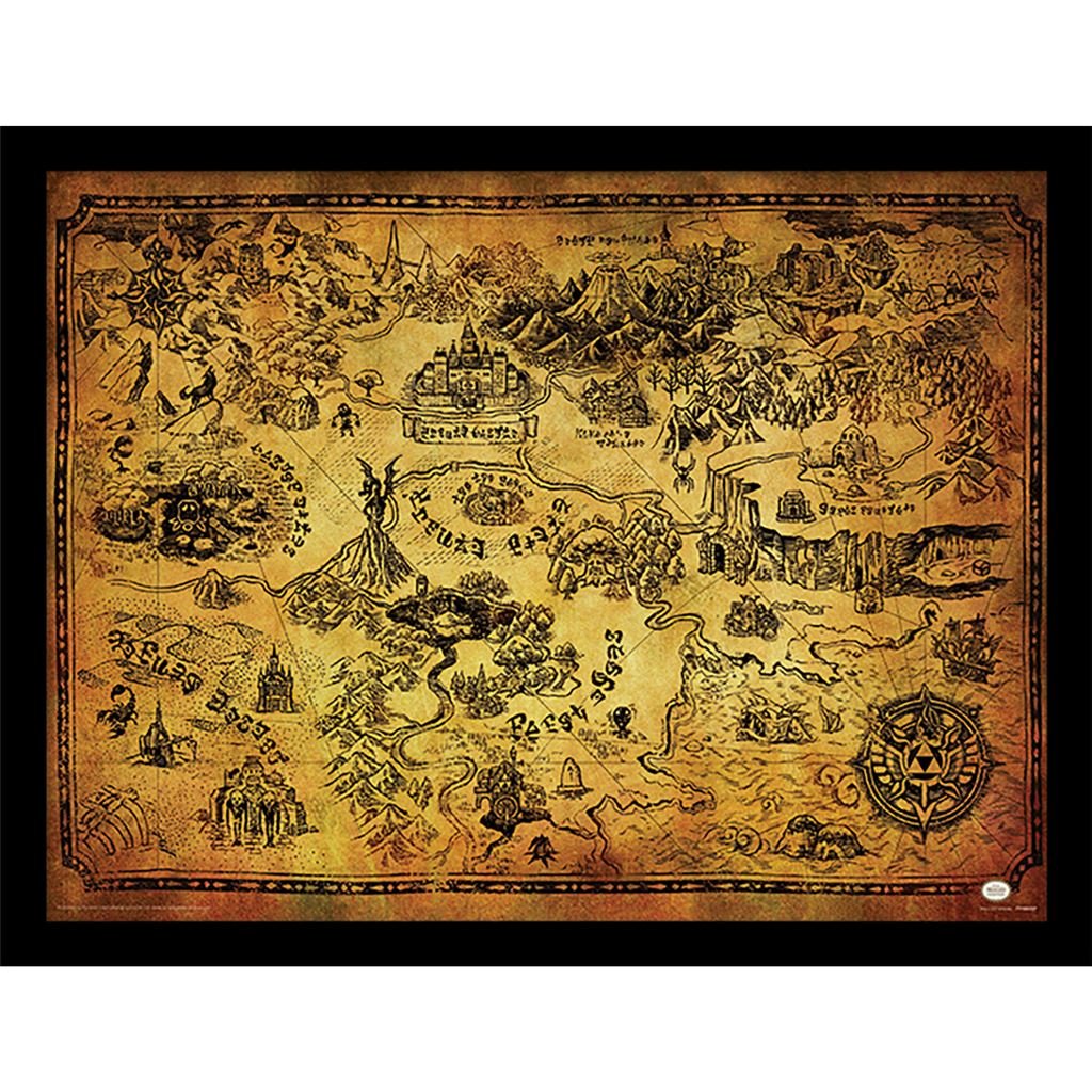 The Legend Of Zelda (Hyrule Map) Framed Print - Inspire Newquay