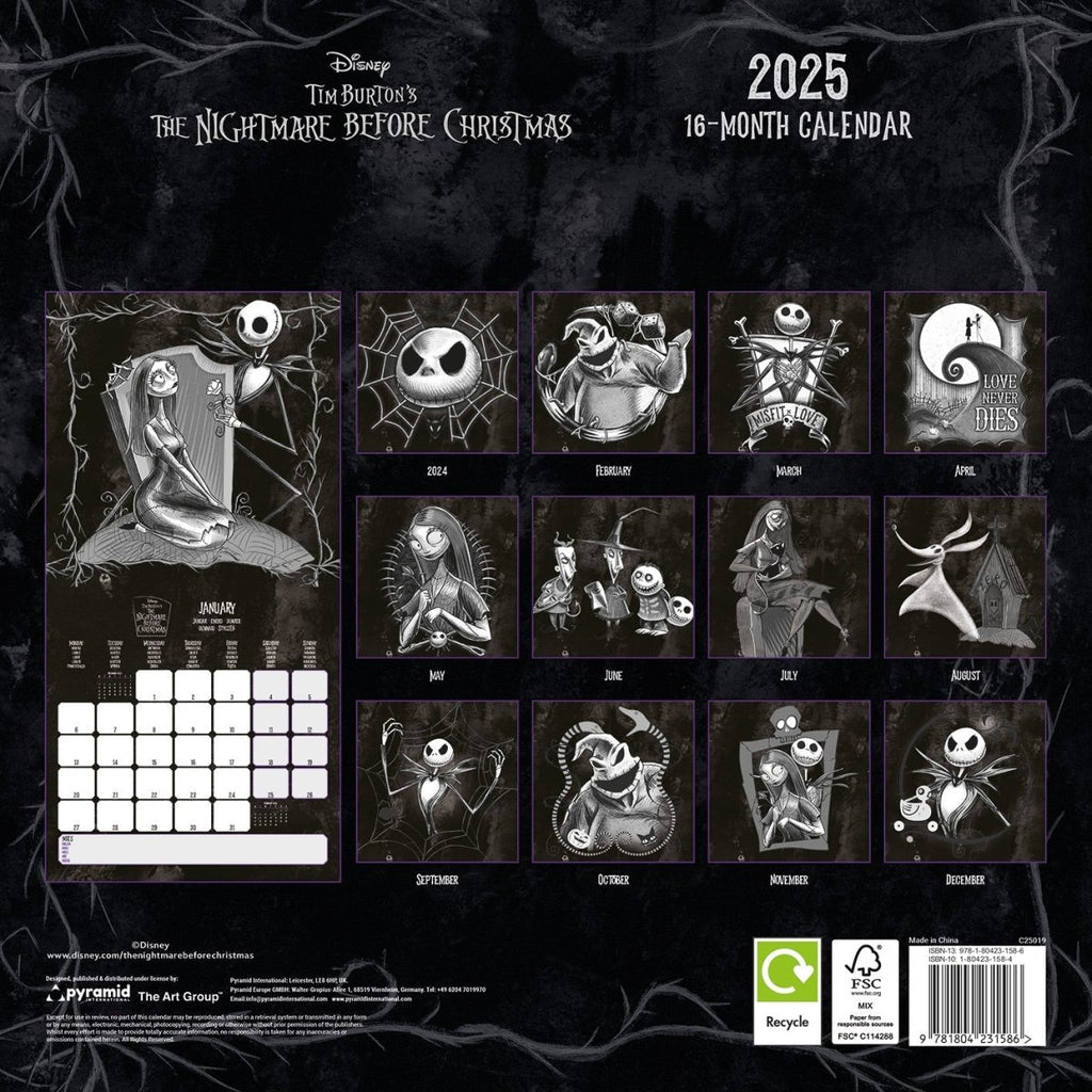 The Nightmare Before Christmas 2025 30X30 Square Calendar - Inspire Newquay