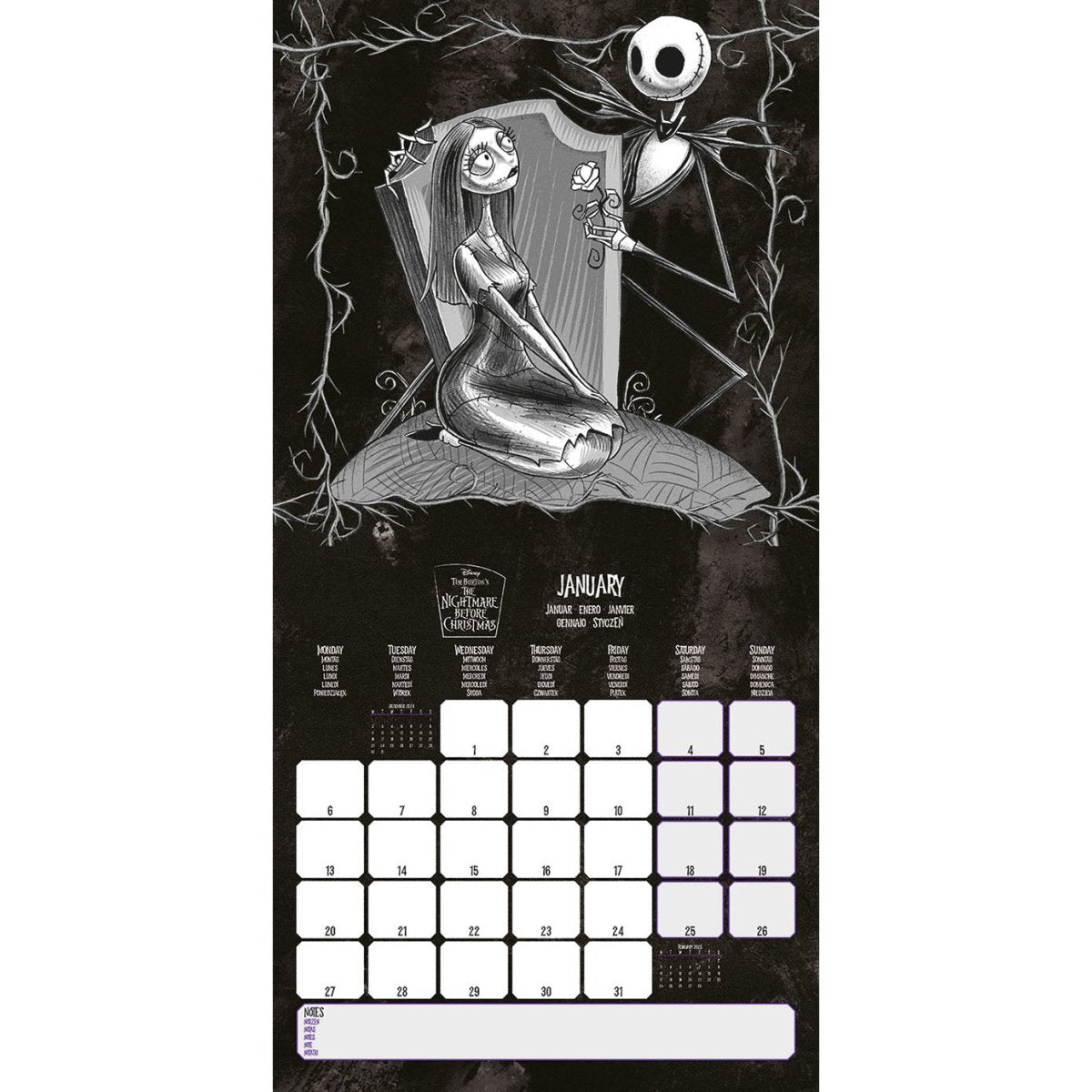 The Nightmare Before Christmas 2025 30X30 Square Calendar - Inspire Newquay