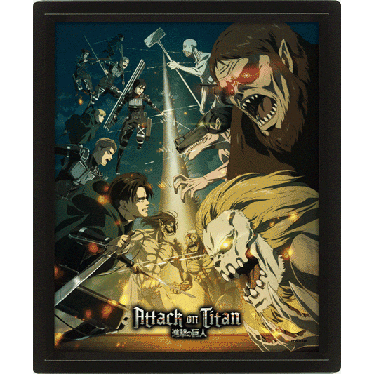 Attack On Titan S4 (Special Ops Squad Vs Titans) 10 x 8" 3D Lenticular Poster (Framed) - Inspire Newquay