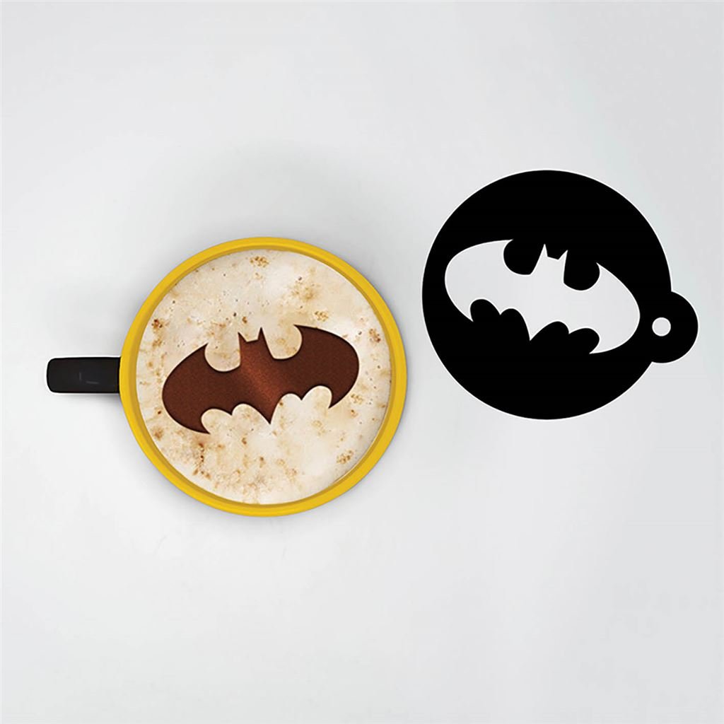 Batman (Symbol) Cappuccino Mug And Stencil - Inspire Newquay