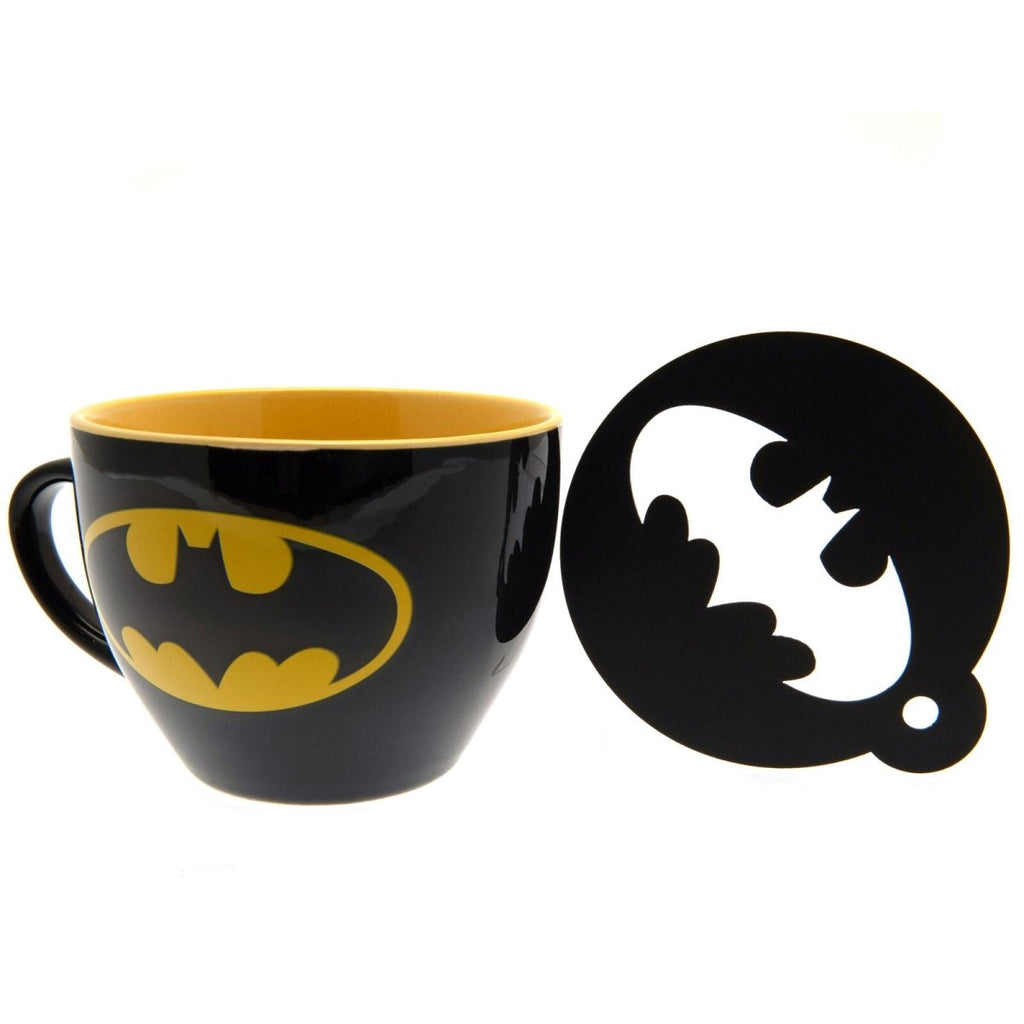 Batman (Symbol) Cappuccino Mug And Stencil - Inspire Newquay