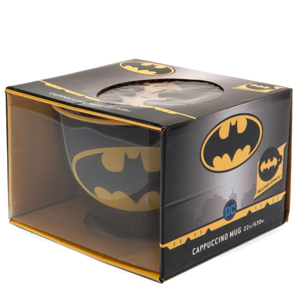 Batman (Symbol) Cappuccino Mug And Stencil - Inspire Newquay
