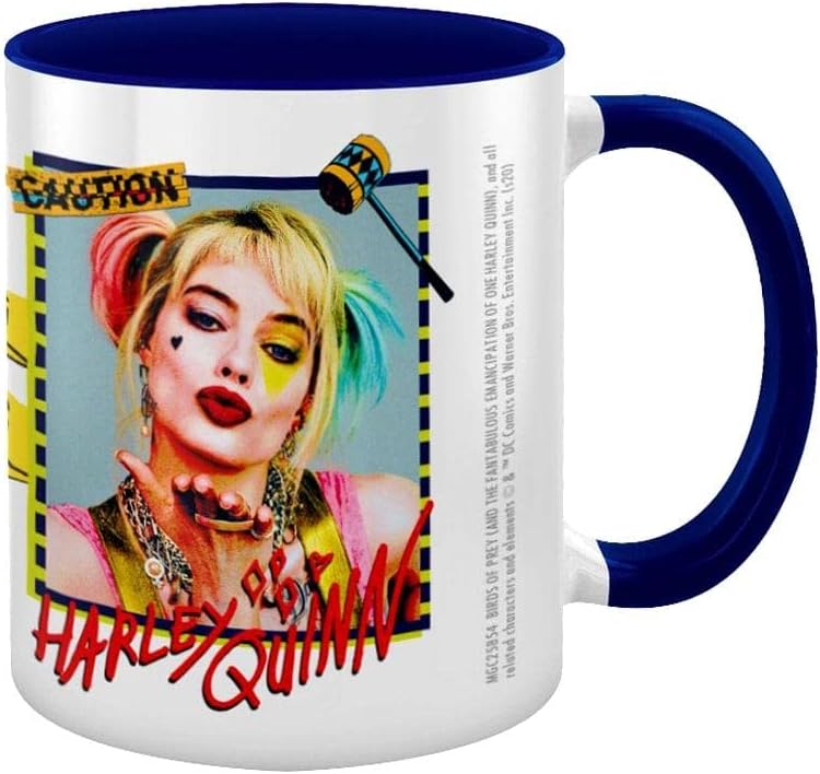Birds Of Prey (Harley Quinn Warning) Blue 11Oz/315Ml Coloured Inner Mug - Inspire Newquay