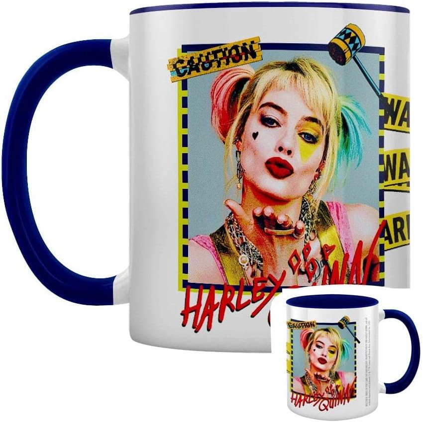 Birds Of Prey (Harley Quinn Warning) Blue 11Oz/315Ml Coloured Inner Mug - Inspire Newquay