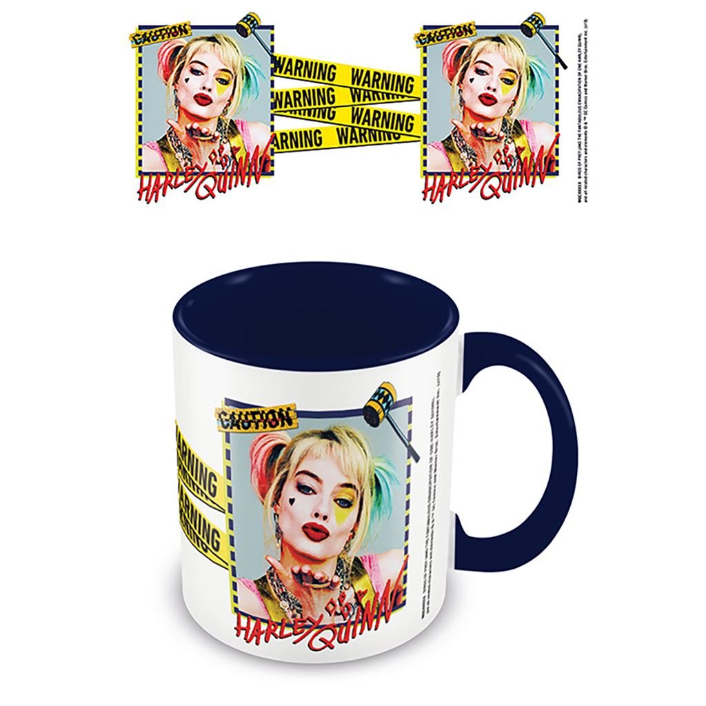 Birds Of Prey (Harley Quinn Warning) Blue 11Oz/315Ml Coloured Inner Mug - Inspire Newquay