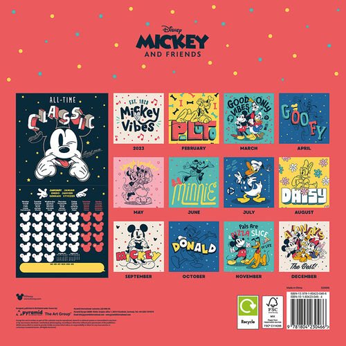 Disney Mickey Mouse & Friends Calendar 2024 - Month to a View Planner 30cm x 30cm - Inspire Newquay