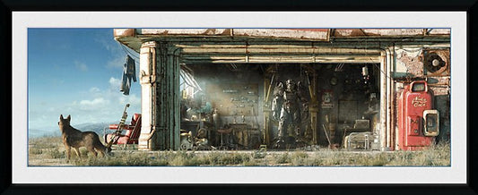 Fallout Garage 30 x 75cm Framed Collector Print - Inspire Newquay