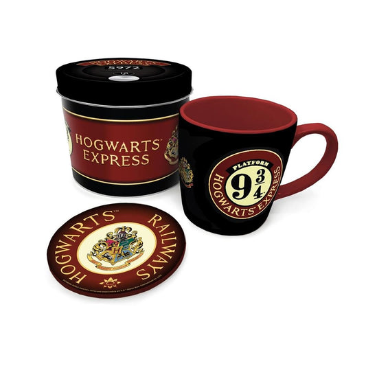 Harry Potter (Colourful Crest Platform 9 ¬æ ) Gift Set (Mug & Coaster In Keepsake Tin) - Inspire Newquay