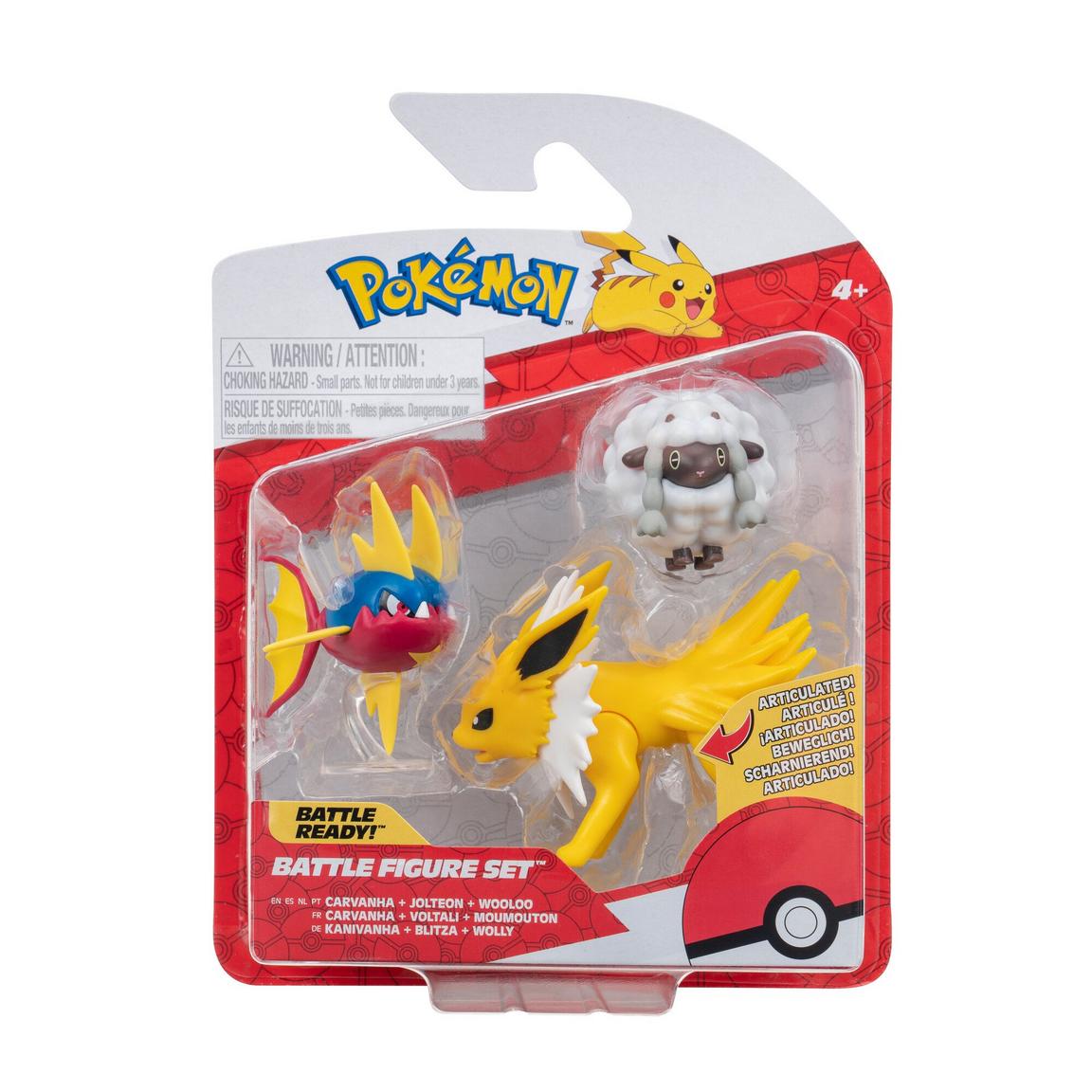 Jazwares Pokemon Battle Figure Set 3-Pack (Wooloo, Carvanha, Jolteon) - Inspire Newquay