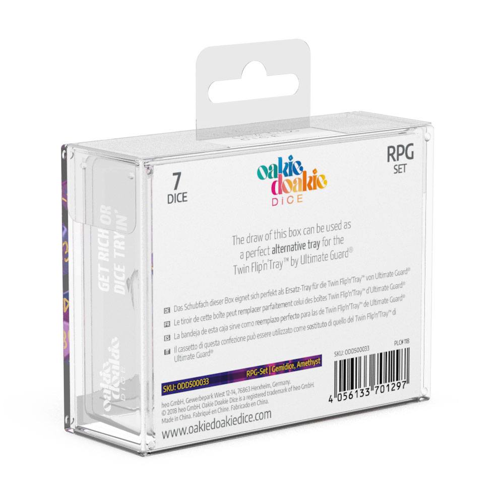 Oakie Doakie Dice RPG Set Gemidice - Amethyst - Inspire Newquay
