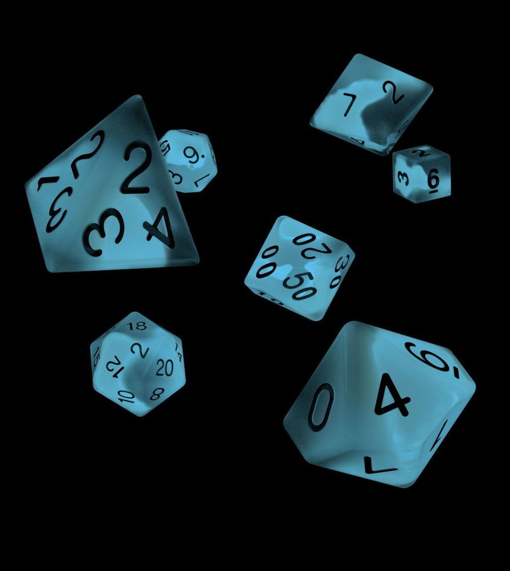 Oakie Doakie Dice RPG Set Glow in the Dark - Arctic - Inspire Newquay