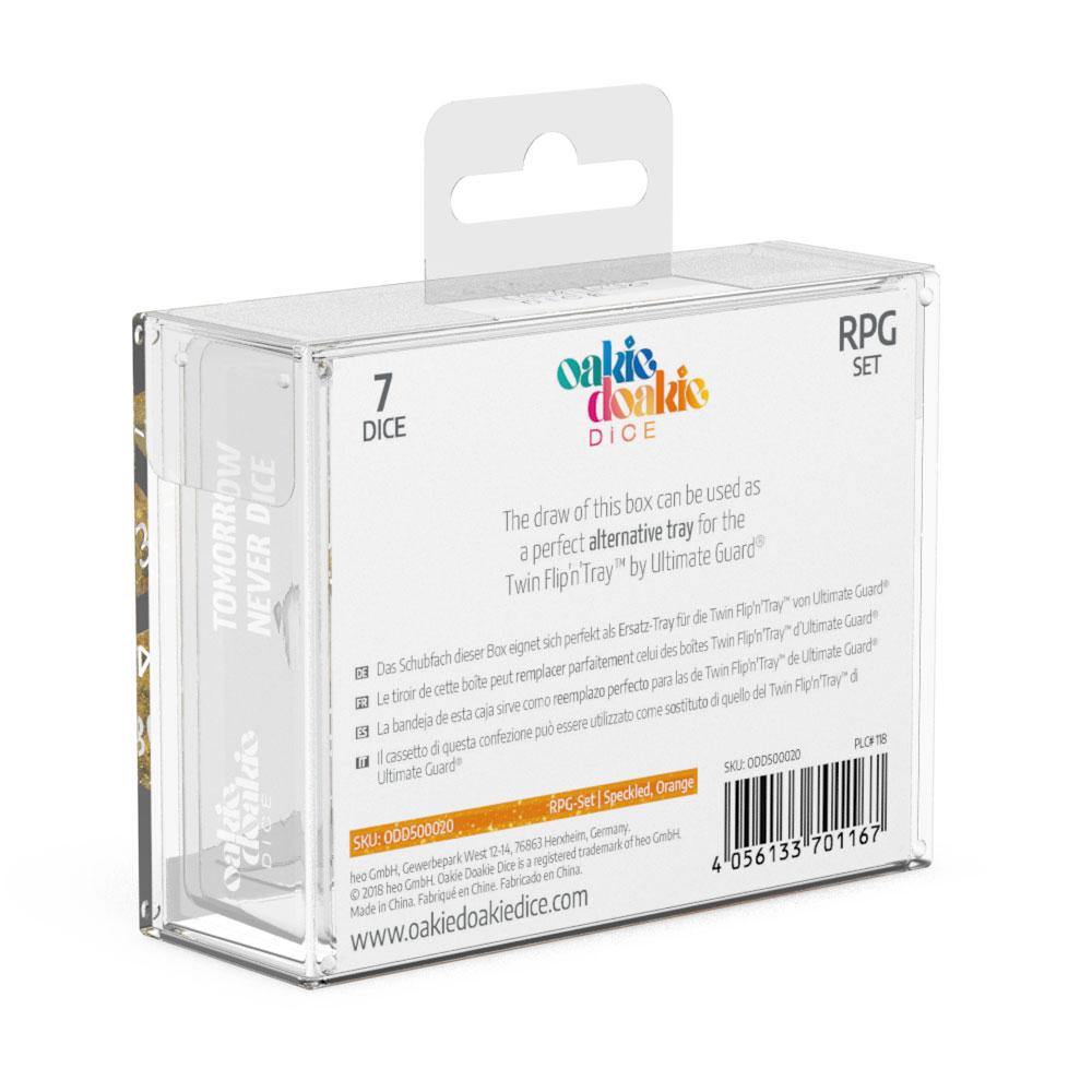 Oakie Doakie Dice RPG Set Speckled - Orange - Inspire Newquay