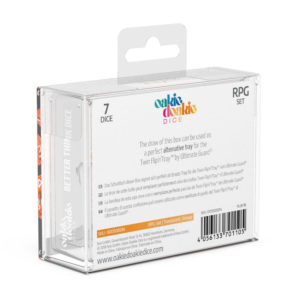 Oakie Doakie Dice RPG Set Translucent - Orange - Inspire Newquay