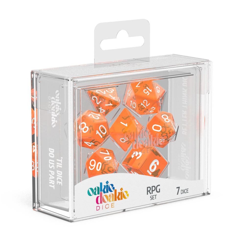 Oakie Doakie Dice RPG Set Translucent - Orange - Inspire Newquay