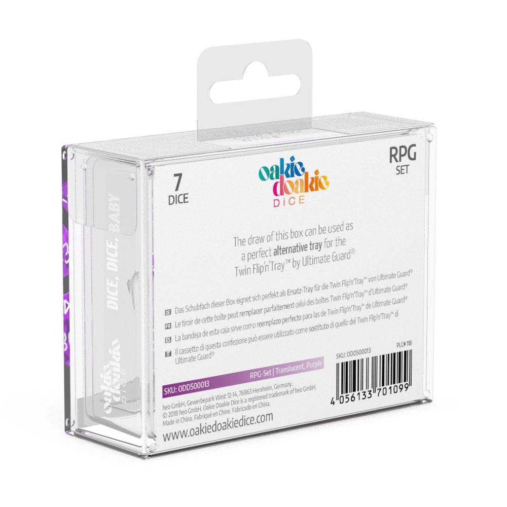 Oakie Doakie Dice RPG Set Translucent - Purple - Inspire Newquay