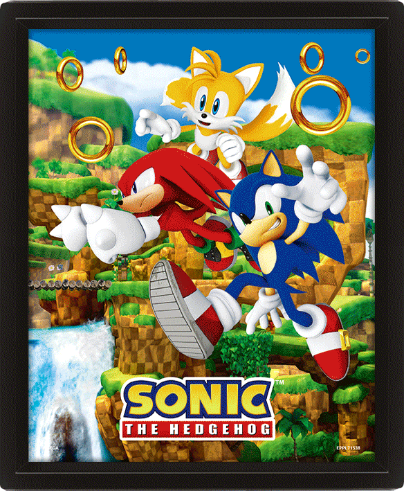 Sonic The Hedgehog 3D Lenticular Poster Catching Rings 26 X 20 Cm - Inspire Newquay