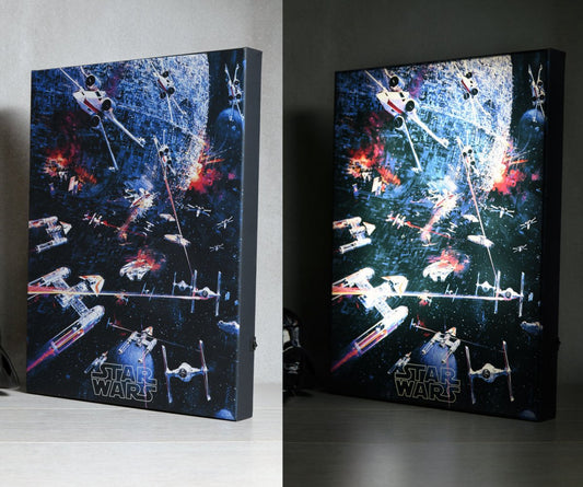 Star Wars (Death Star Assault) 30 x 40cm Light Up Canvas - Inspire Newquay