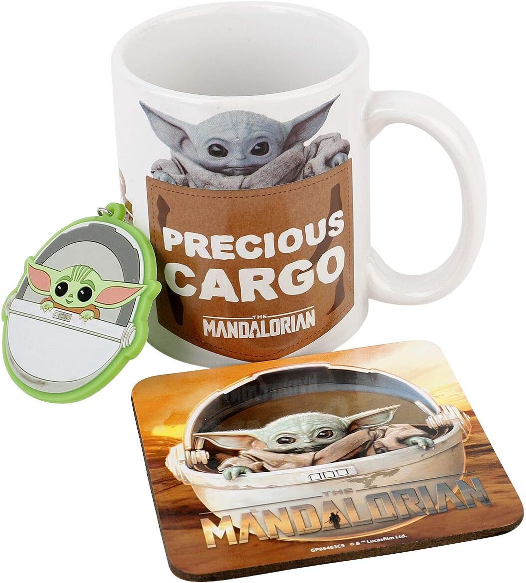 Star Wars: The Mandalorian Mug Gift Set (The Child Design) 11oz Ceramic Coffee Mug, Coaster & Keyring in Presentation Gift Box - Inspire Newquay