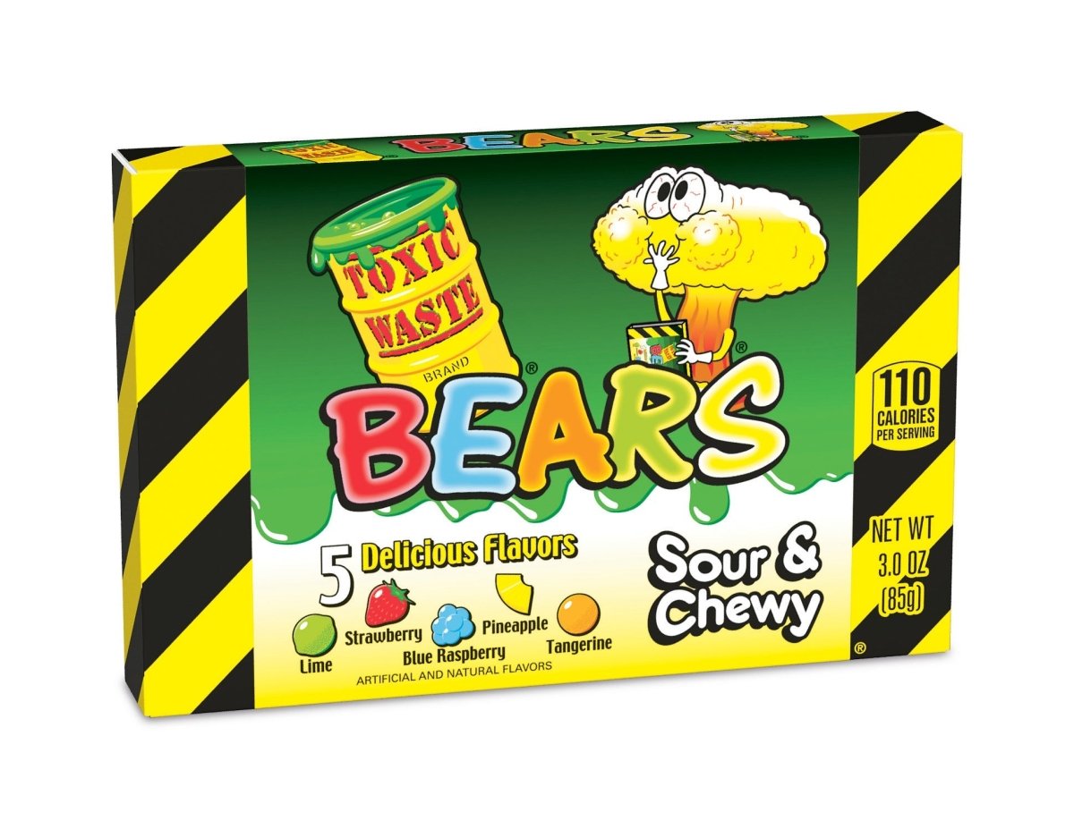 Toxic Waste Sour and Chewy Bears 3 oz. Theater Box - Inspire Newquay