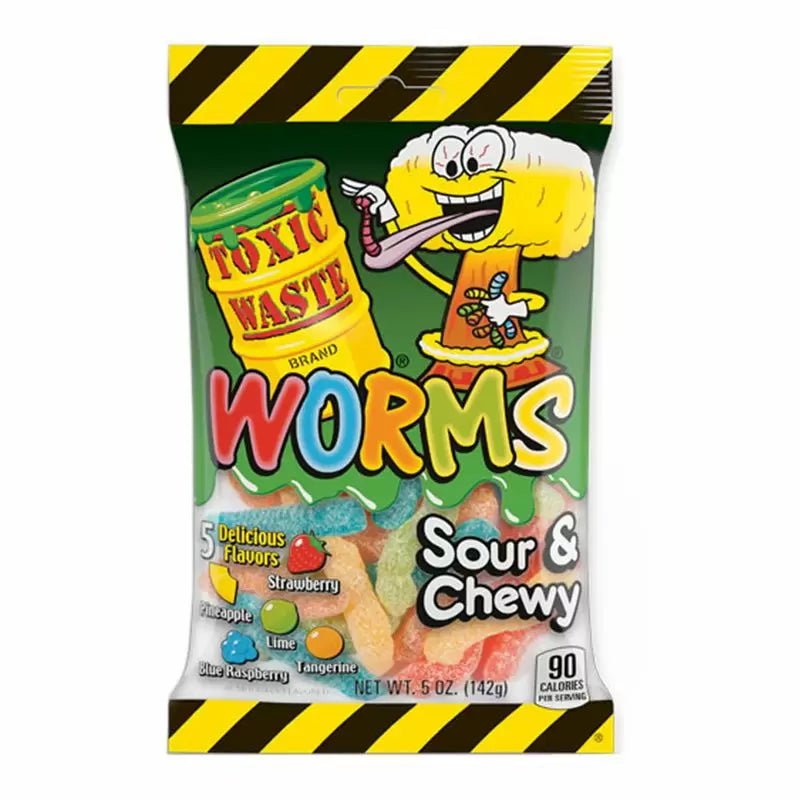 Toxic Waste Worms Sour & Chewy Jellies 142g - Inspire Newquay